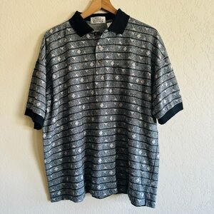 VINTAGE | polo golf pattern collared shirt | XL